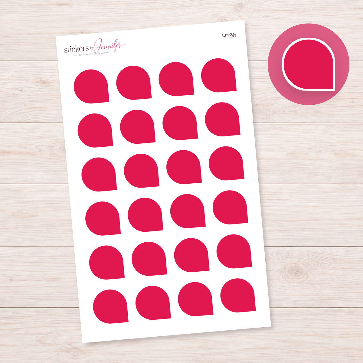 Hot Pink Rounded Corner Dot Planner Stickers | I-1736