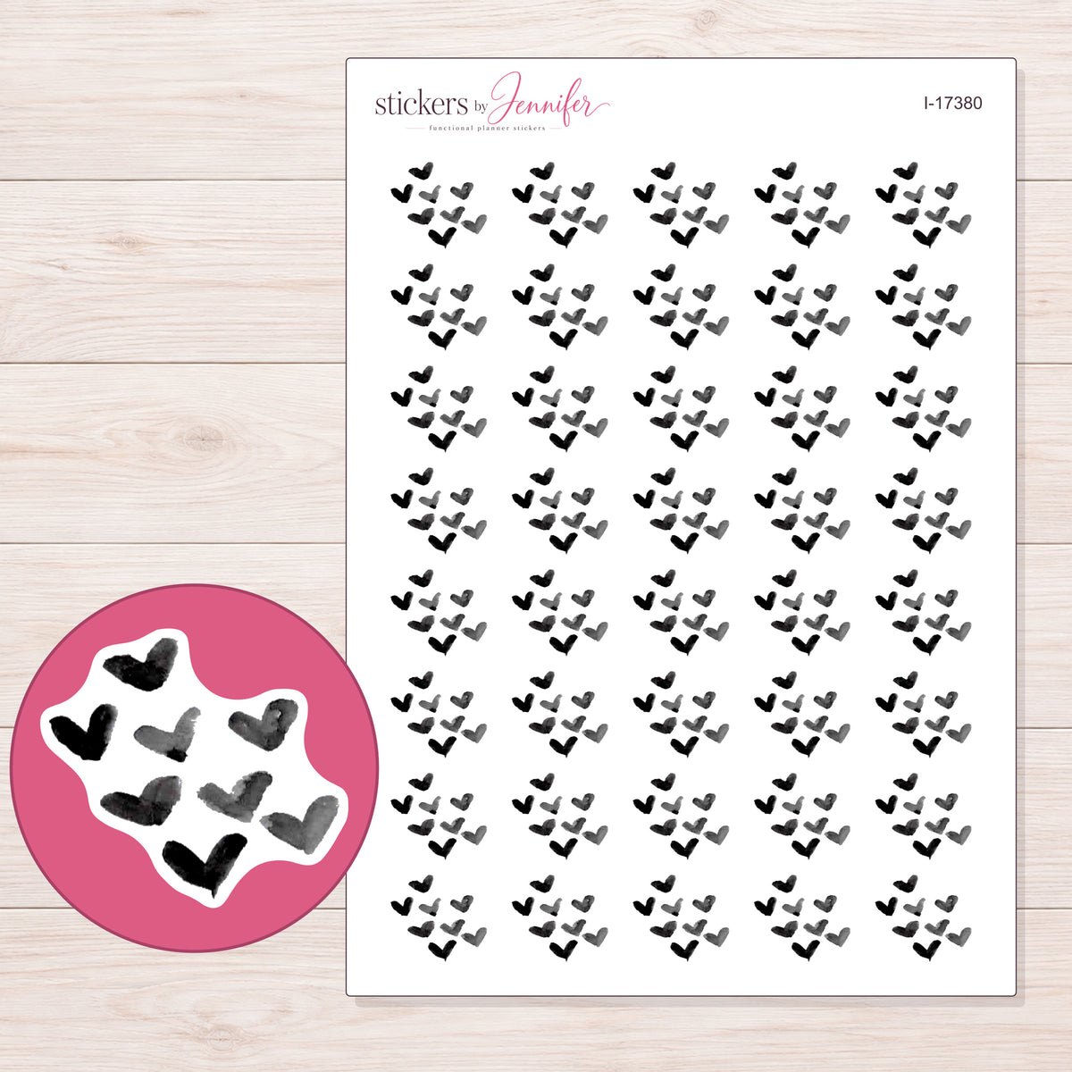 I-17380 planner sticker sheet with enlarged sticker detail