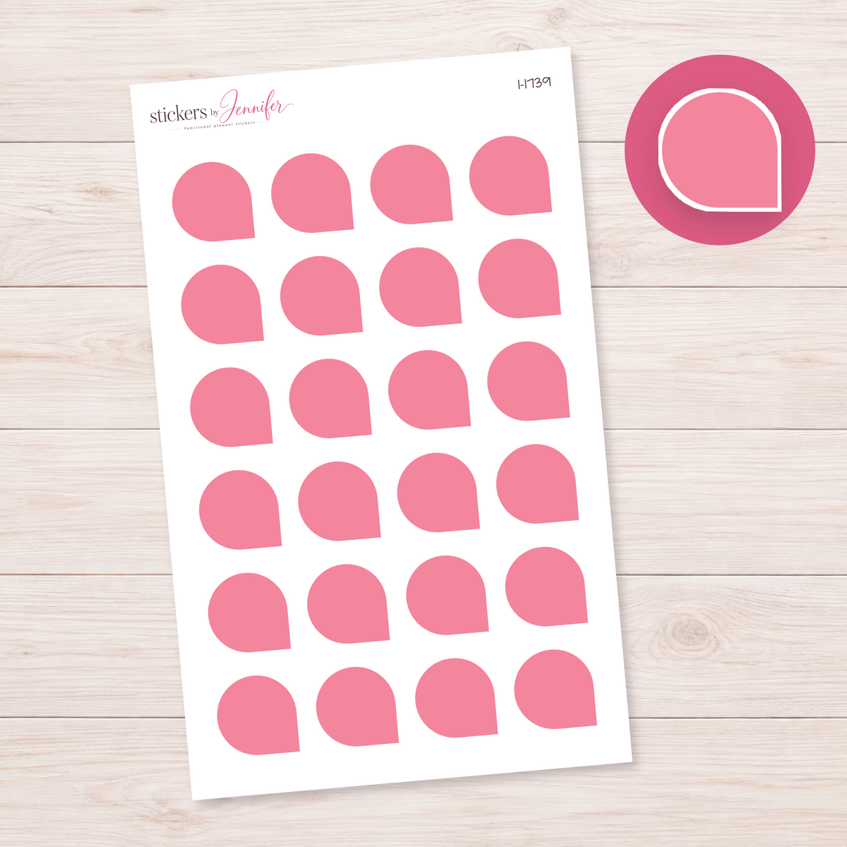 Coral Pink Rounded Corner Dot Planner Stickers | I-1739