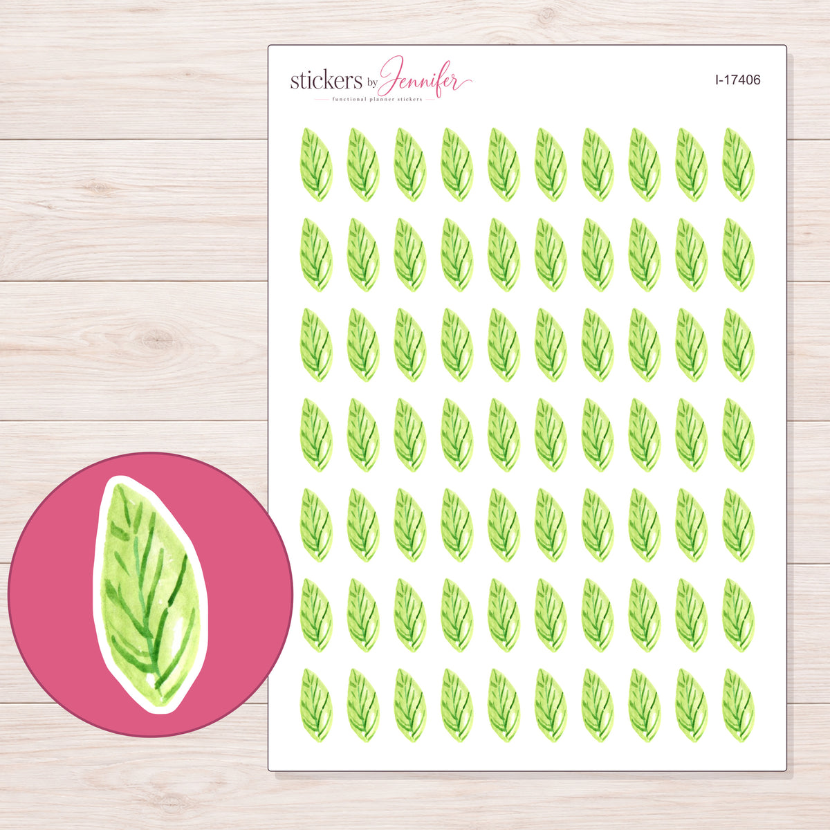 I-17406 planner sticker sheet with enlarged sticker detail