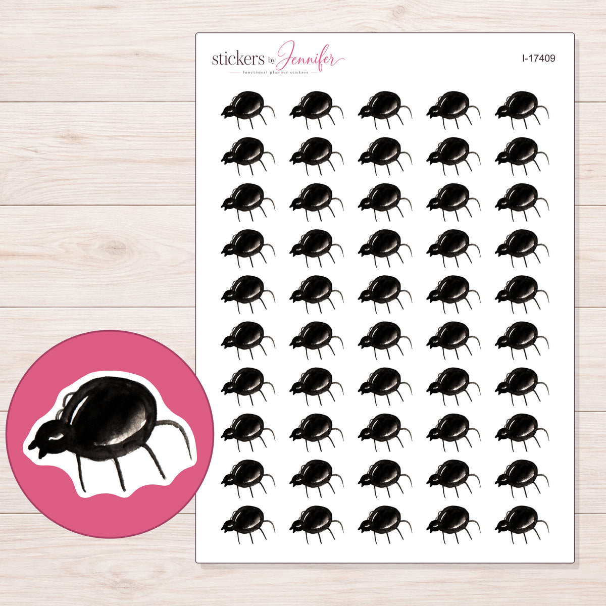 I-17409 planner sticker sheet with enlarged sticker detail