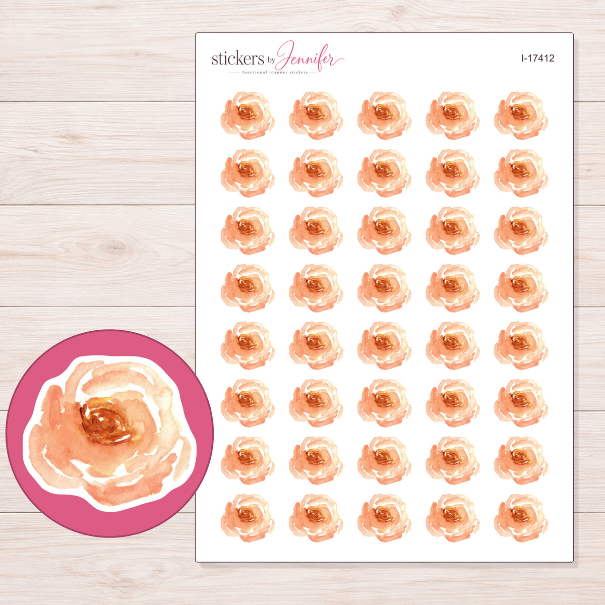 I-17412 planner sticker sheet with enlarged sticker detail