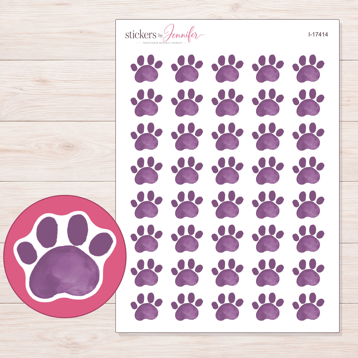I-17414 planner sticker sheet with enlarged sticker detail