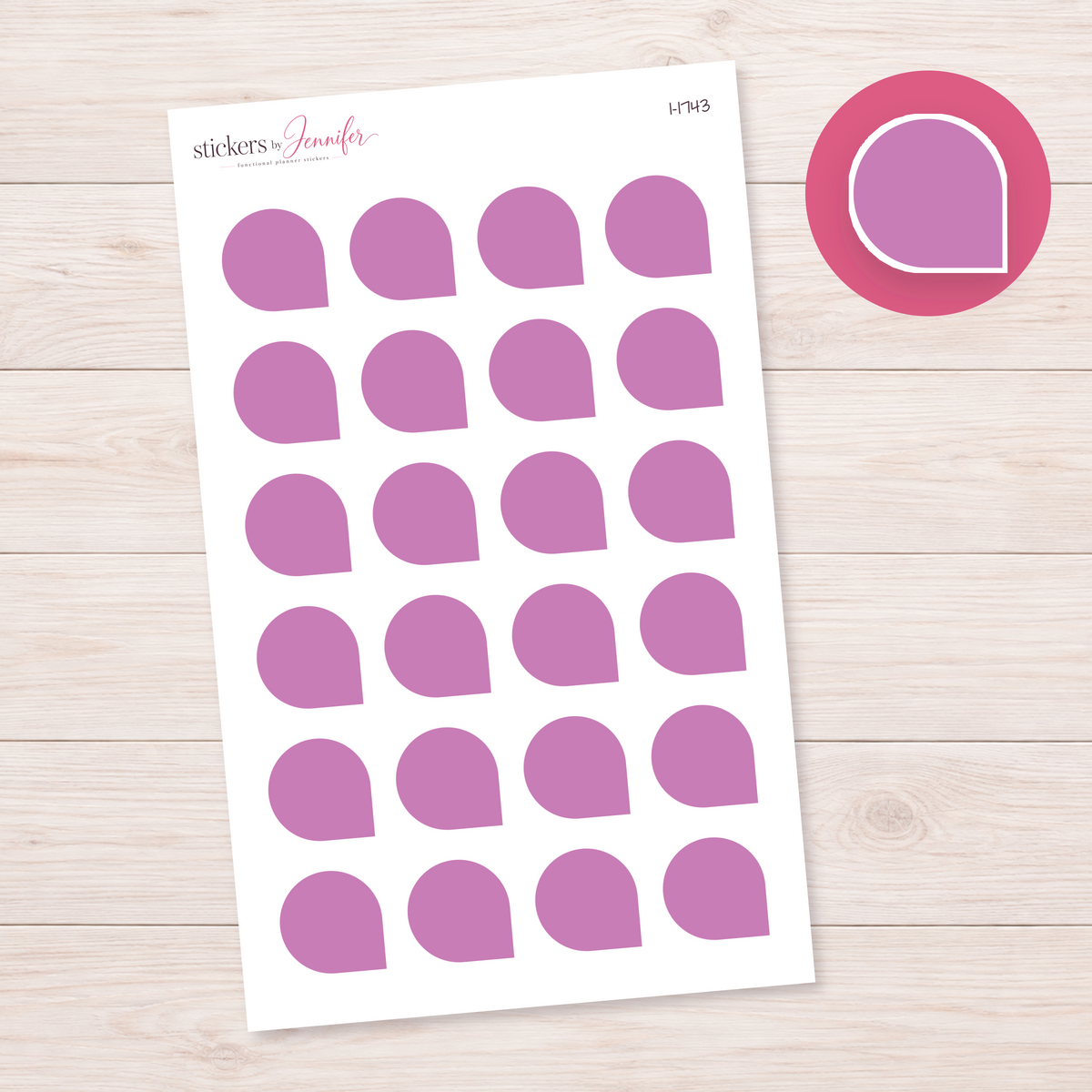 Mauve Rounded Corner Dot Planner Stickers | I-1743
