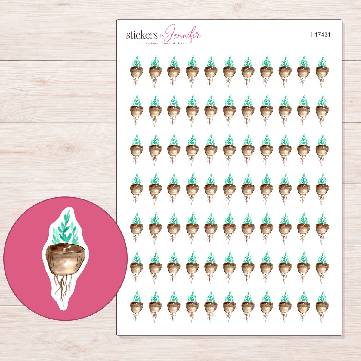 I-17431 planner sticker sheet with enlarged sticker detail