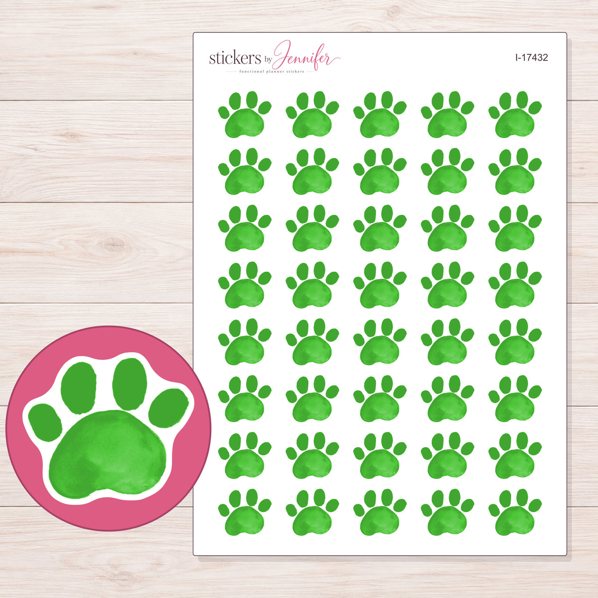 I-17432 planner sticker sheet with enlarged sticker detail