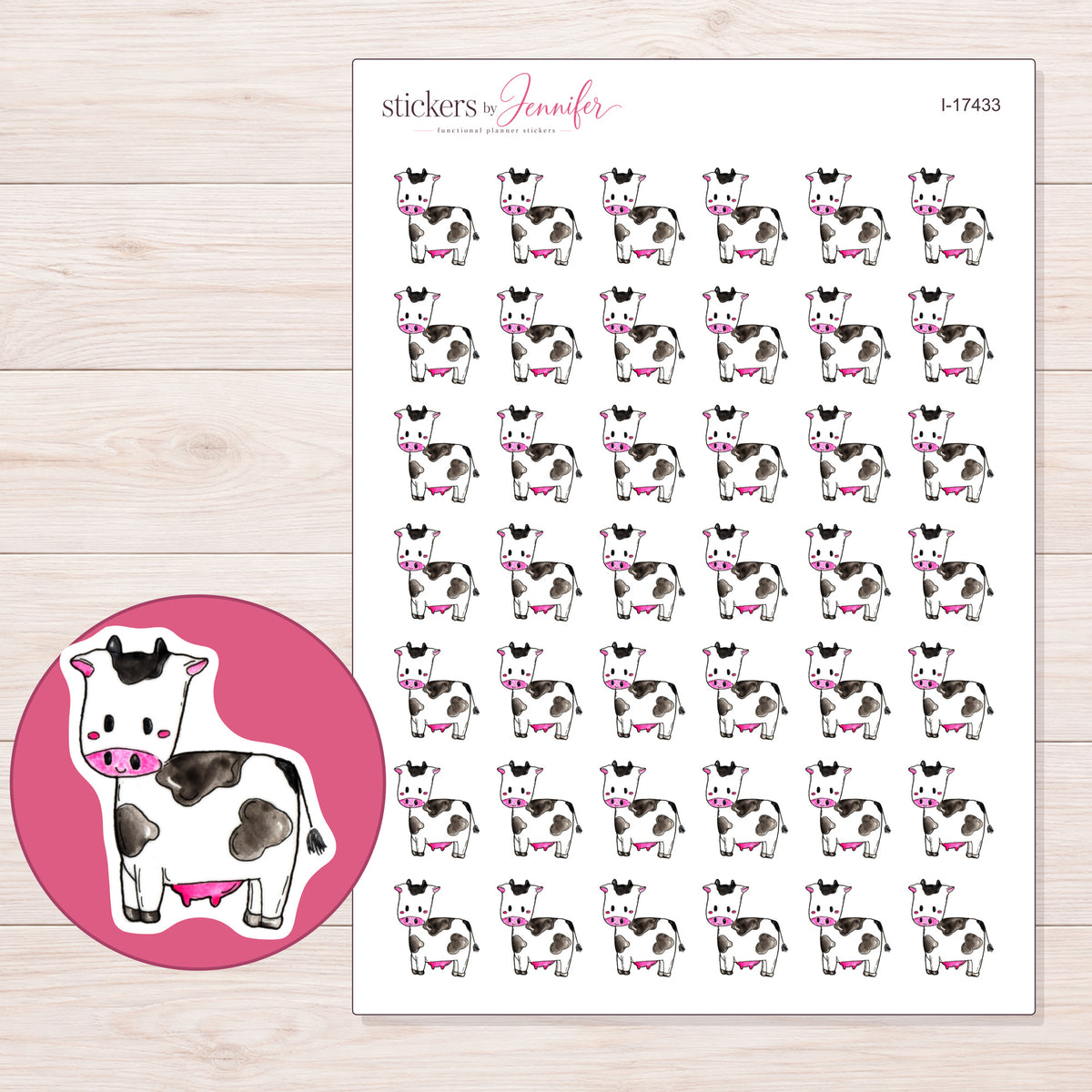 I-17433 planner sticker sheet with enlarged sticker detail