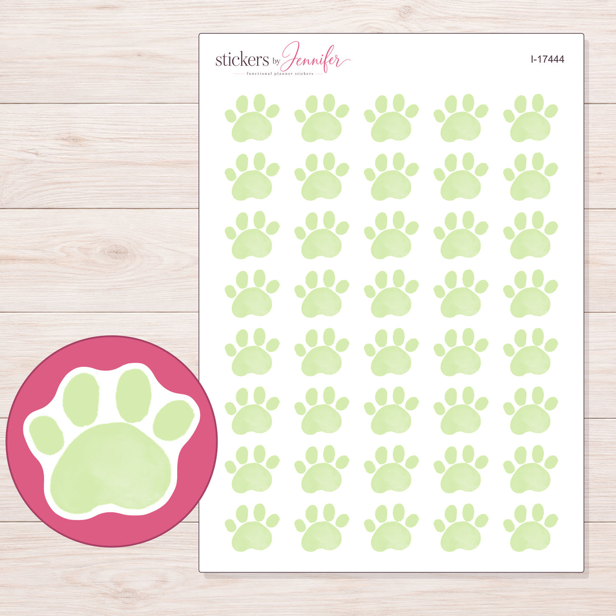 I-17444 planner sticker sheet with enlarged sticker detail