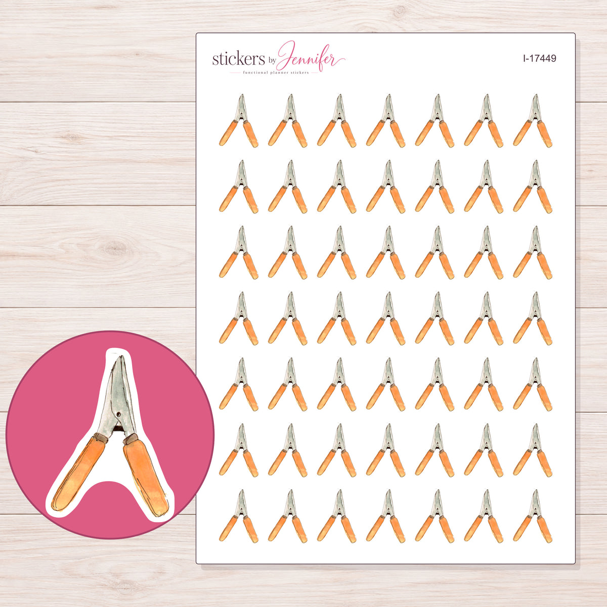 I-17449 planner sticker sheet with enlarged sticker detail