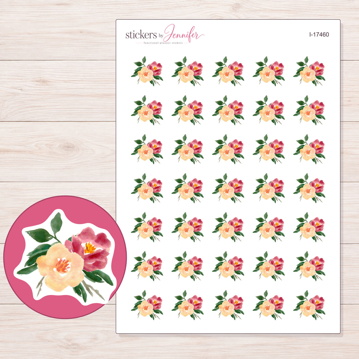 I-17460 planner sticker sheet with enlarged sticker detail