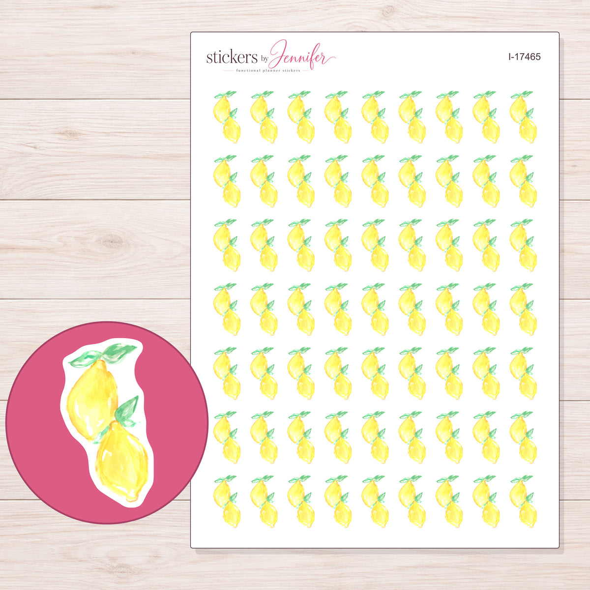 I-17465 planner sticker sheet with enlarged sticker detail