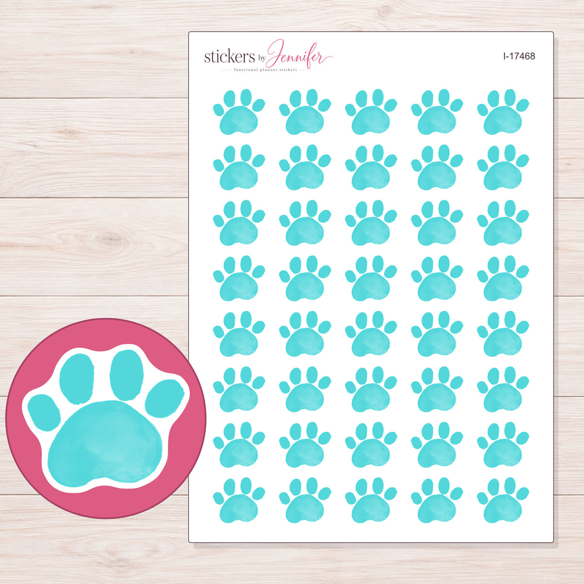 I-17468 planner sticker sheet with enlarged sticker detail