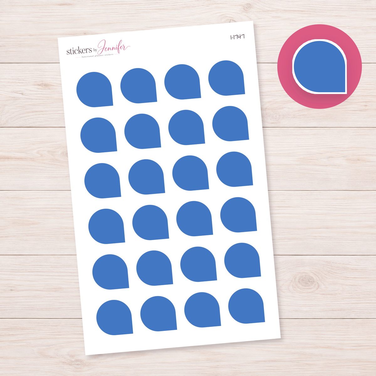 Blue Rounded Shape Planner Stickers | I-1747