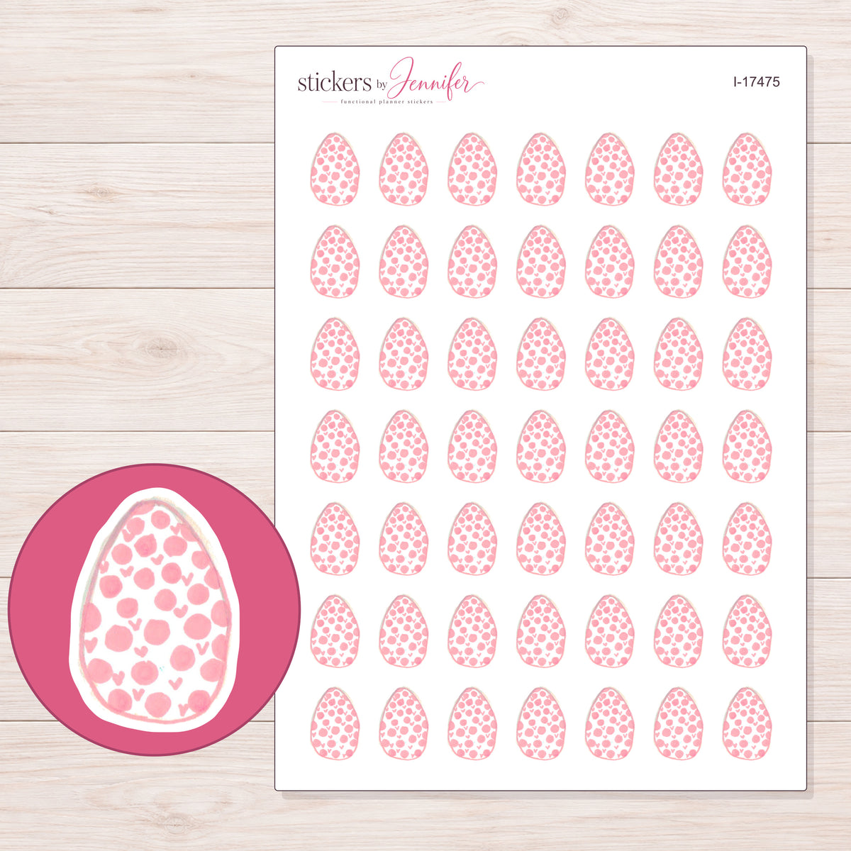 I-17475 planner sticker sheet with enlarged sticker detail