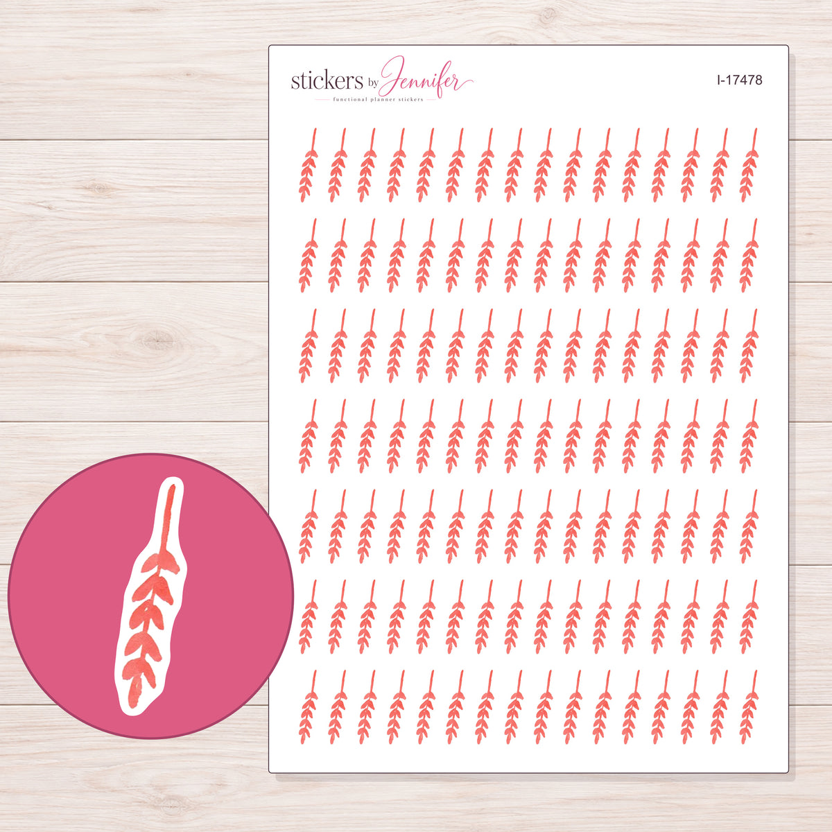 I-17478 planner sticker sheet with enlarged sticker detail