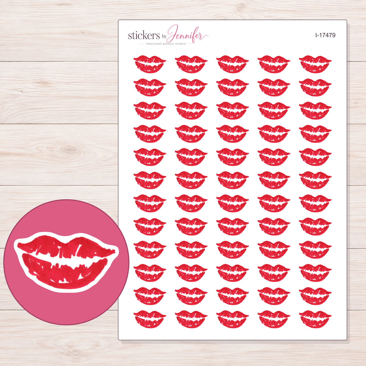 I-17479 planner sticker sheet with enlarged sticker detail