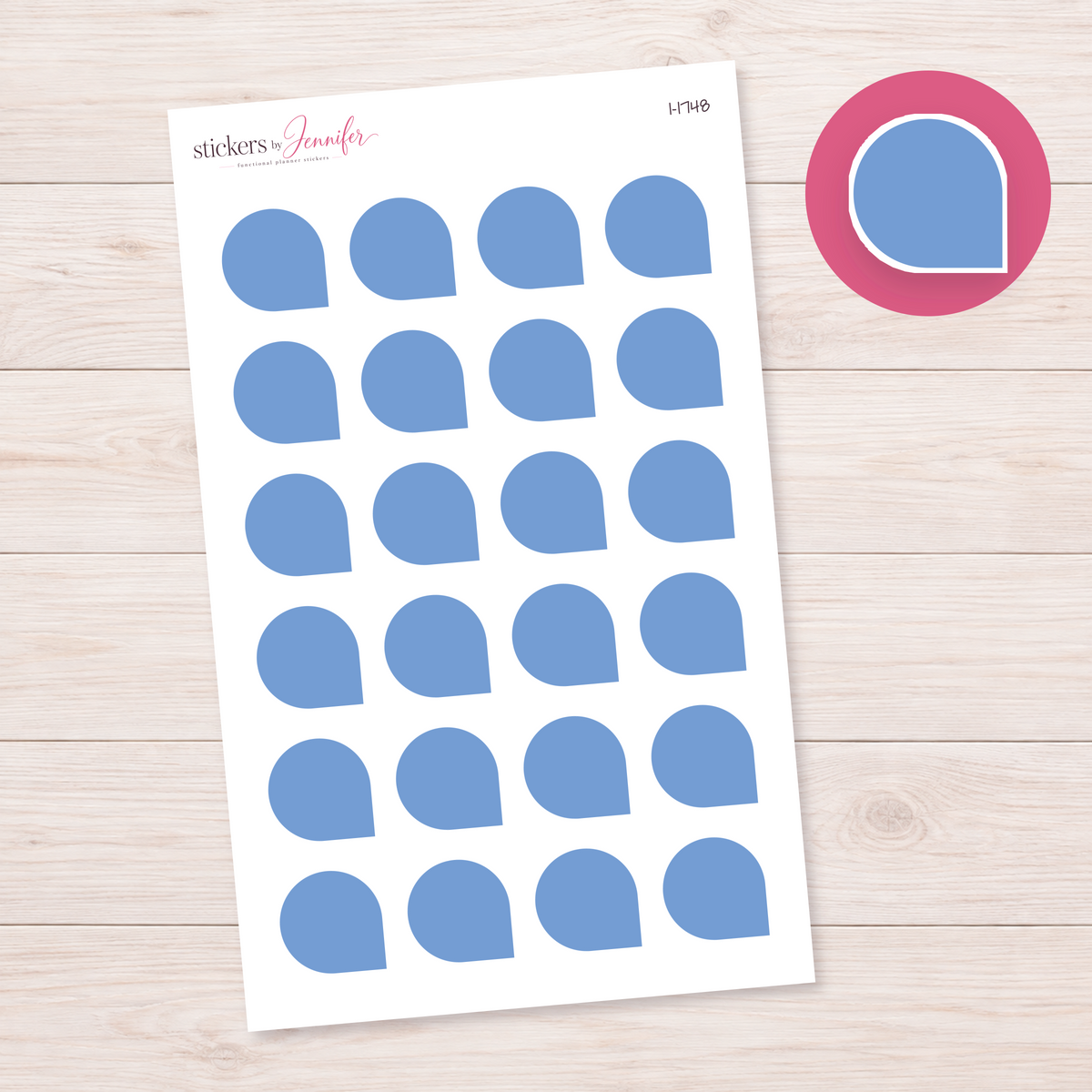 Dusty Blue Rounded Corner Dot Planner Stickers | I-1748