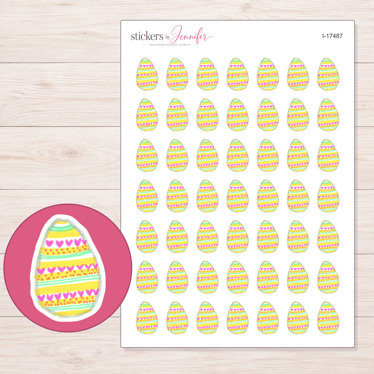 I-17487 planner sticker sheet with enlarged sticker detail