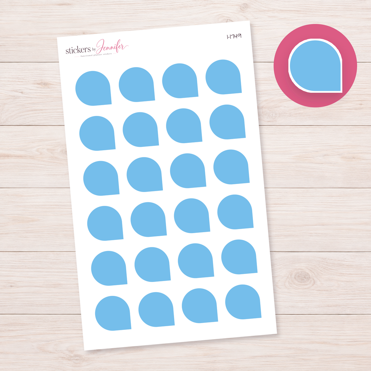 Sky Blue Rounded Corner Dot Planner Stickers | I-1749