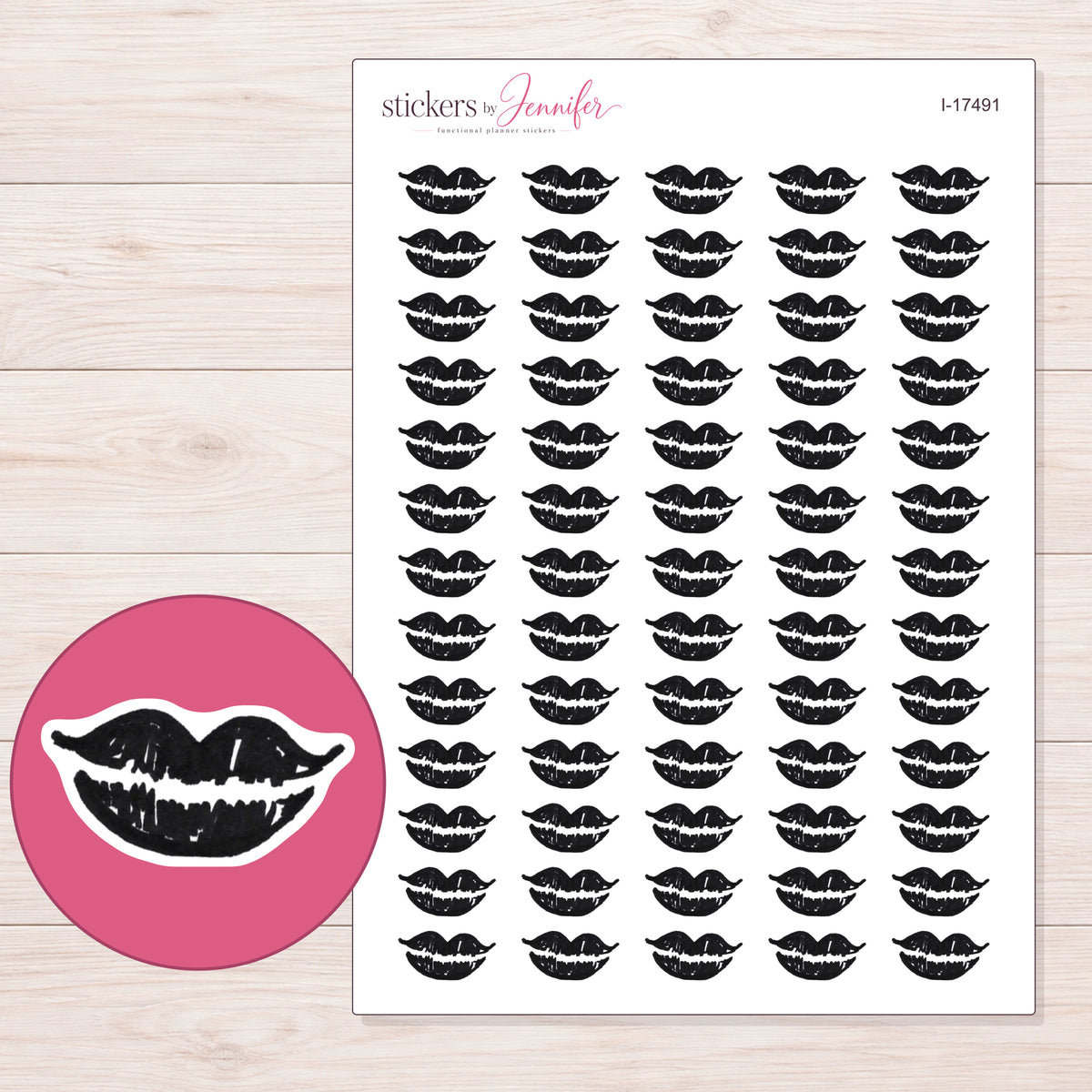 I-17491 planner sticker sheet with enlarged sticker detail