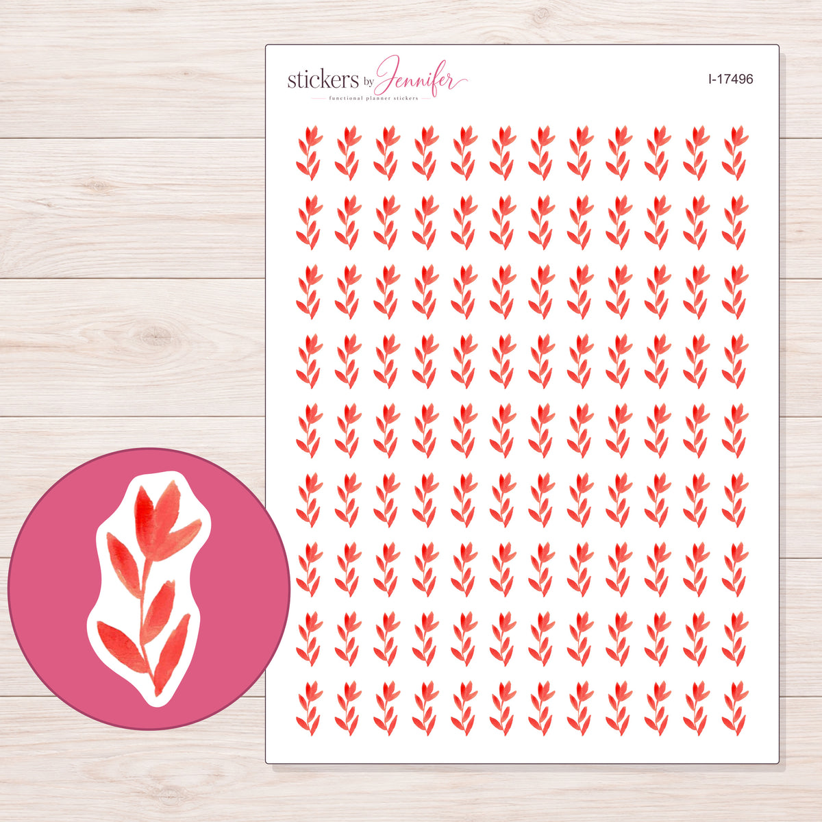 I-17496 planner sticker sheet with enlarged sticker detail