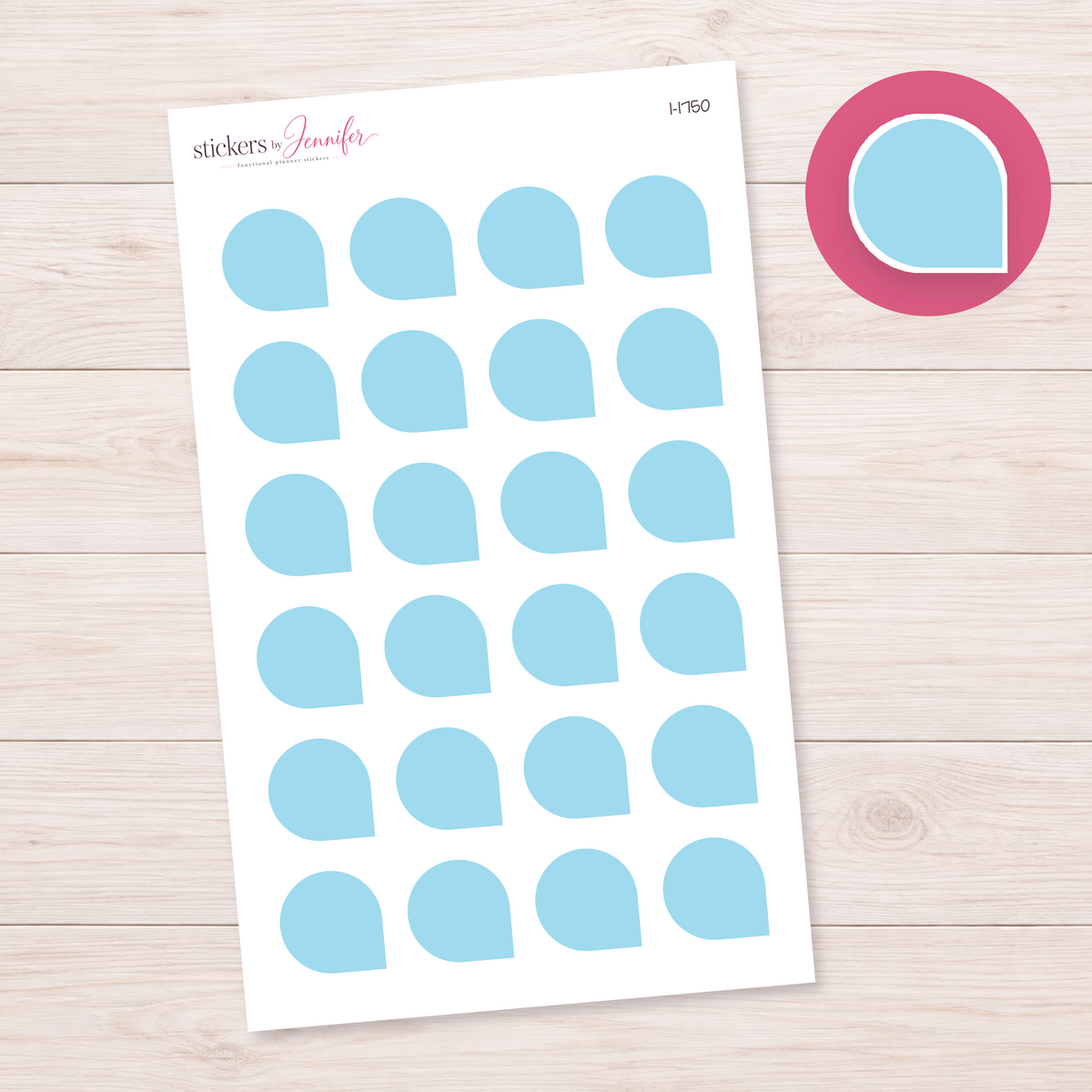 Light Blue Rounded Corner Dot Planner Stickers | I-1750