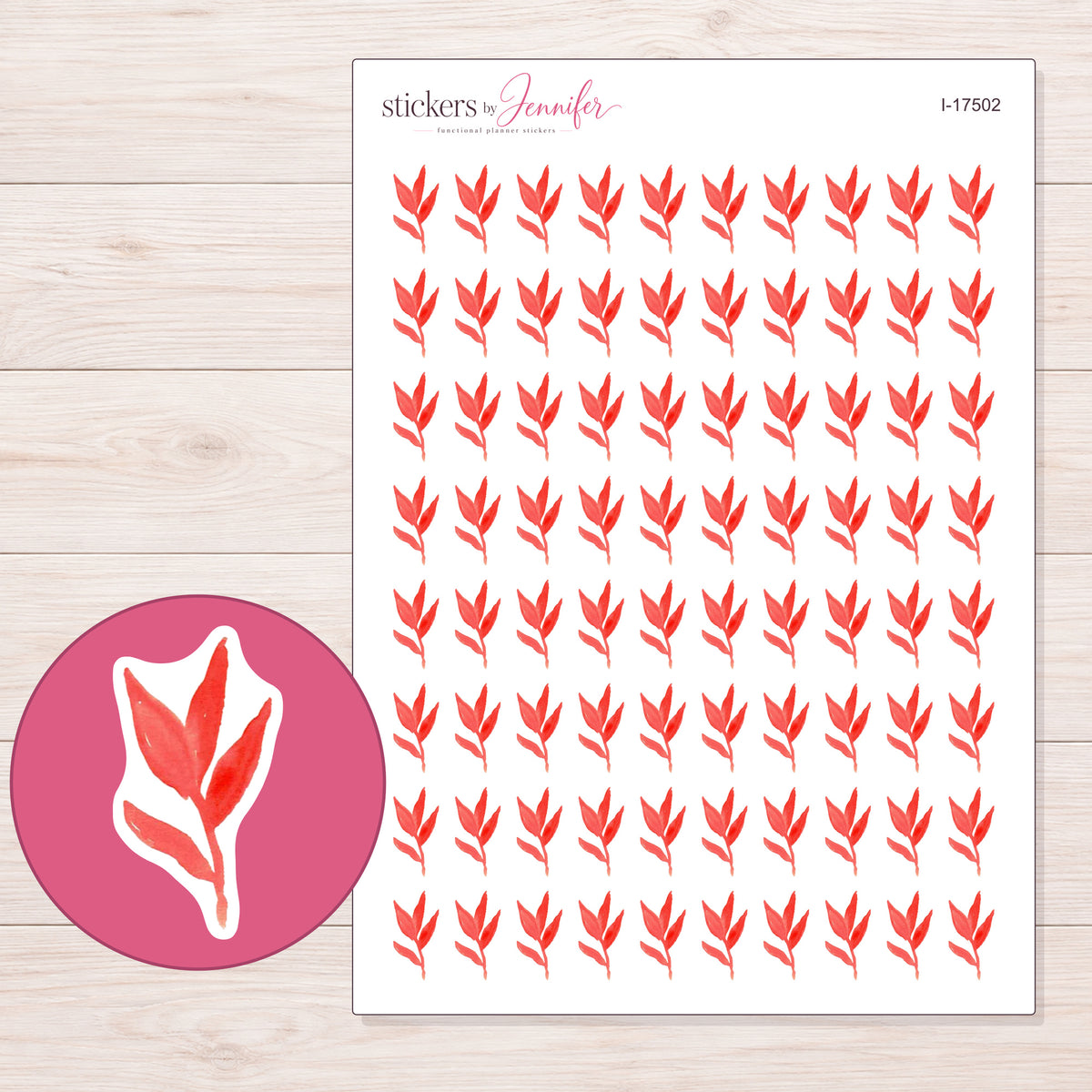 I-17502 planner sticker sheet with enlarged sticker detail