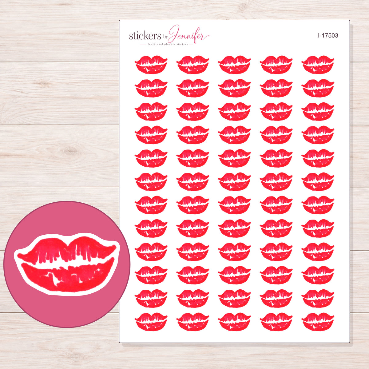 I-17503 planner sticker sheet with enlarged sticker detail