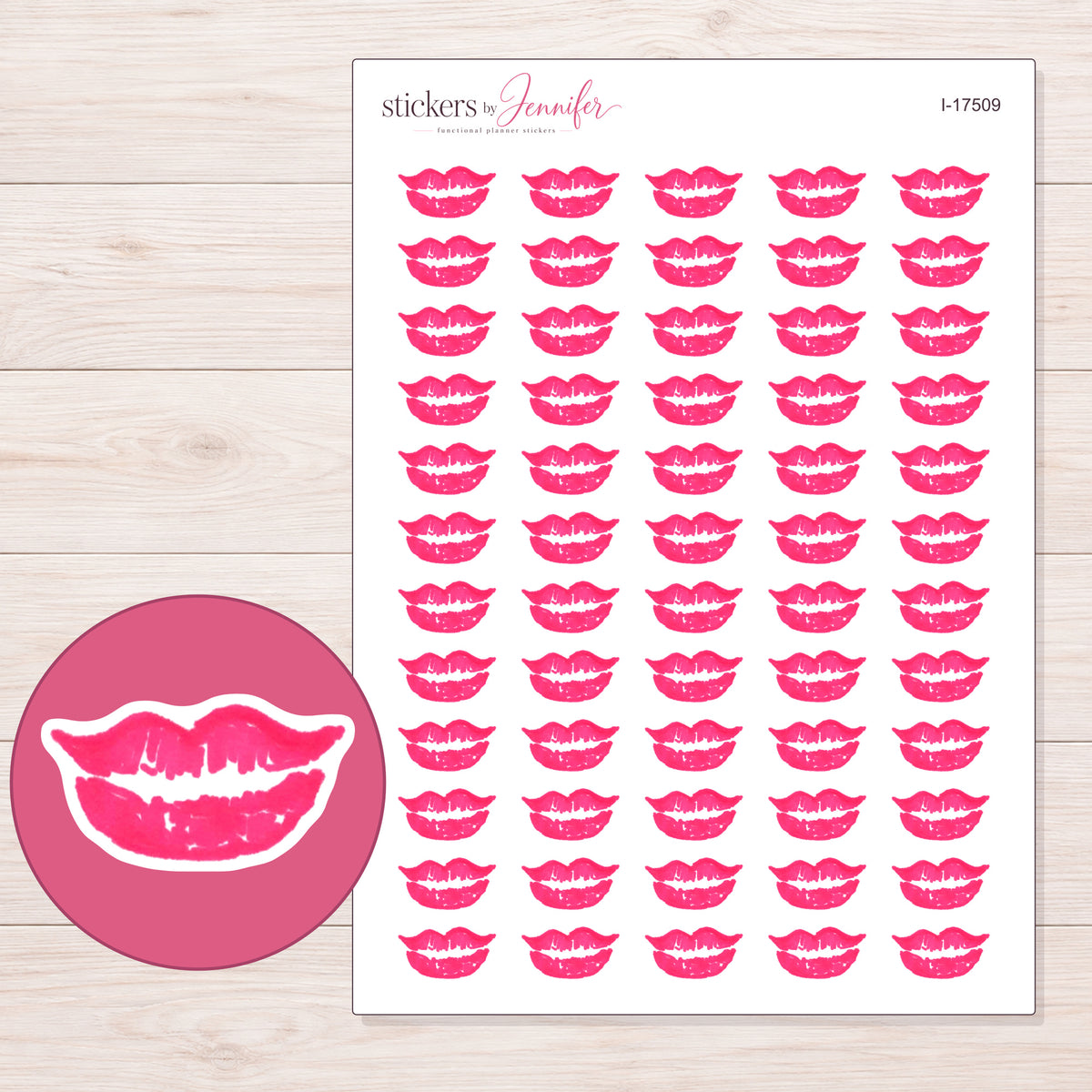 I-17509 planner sticker sheet with enlarged sticker detail