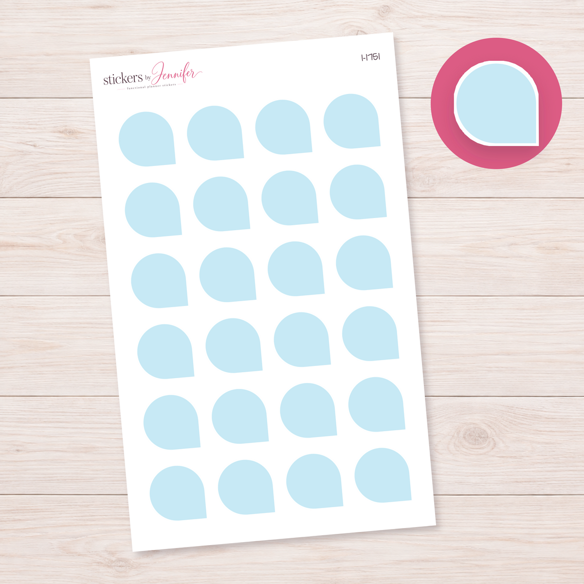 Pale Blue Rounded Corner Dot Planner Stickers | I-1751