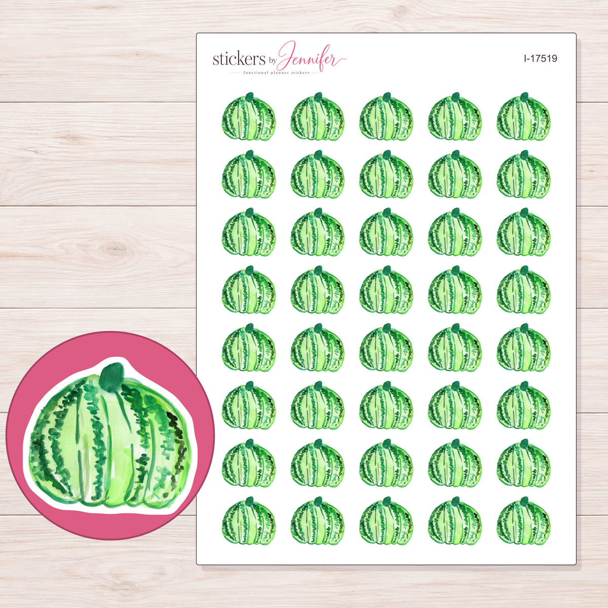 I-17519 planner sticker sheet with enlarged sticker detail