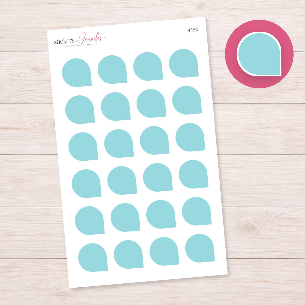 Aqua Rounded Corner Dot Planner Stickers | I-1752