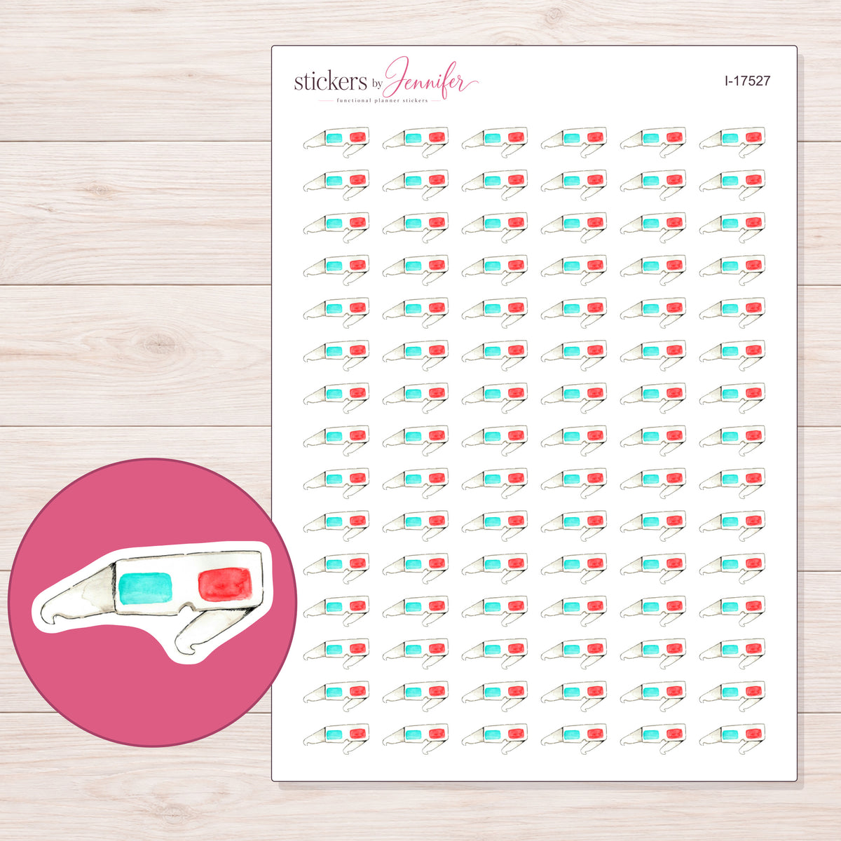I-17527 planner sticker sheet with enlarged sticker detail