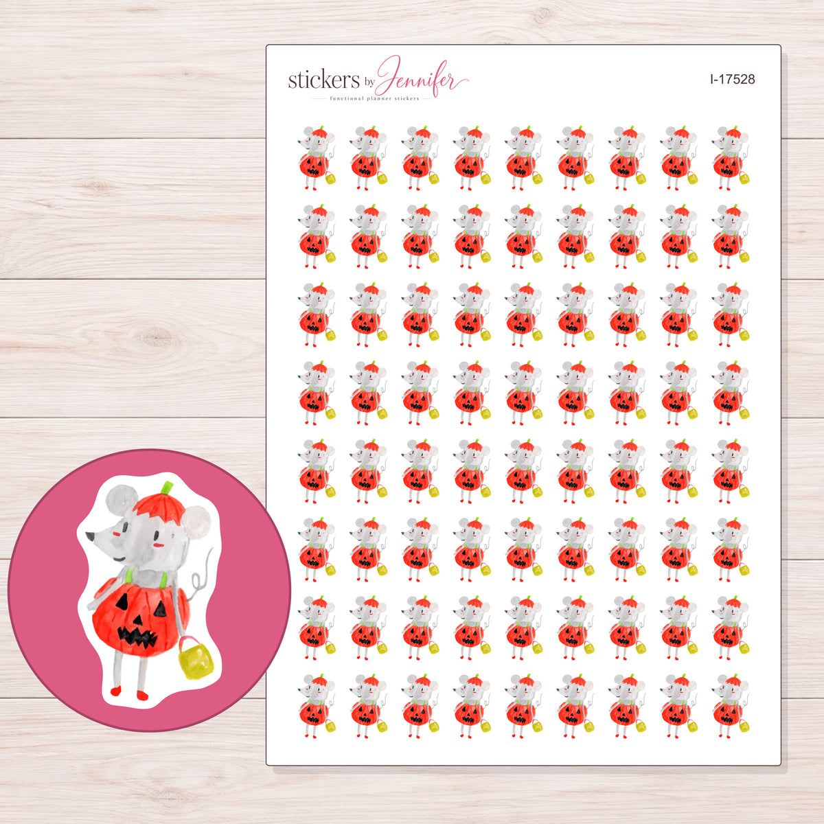 I-17528 planner sticker sheet with enlarged sticker detail