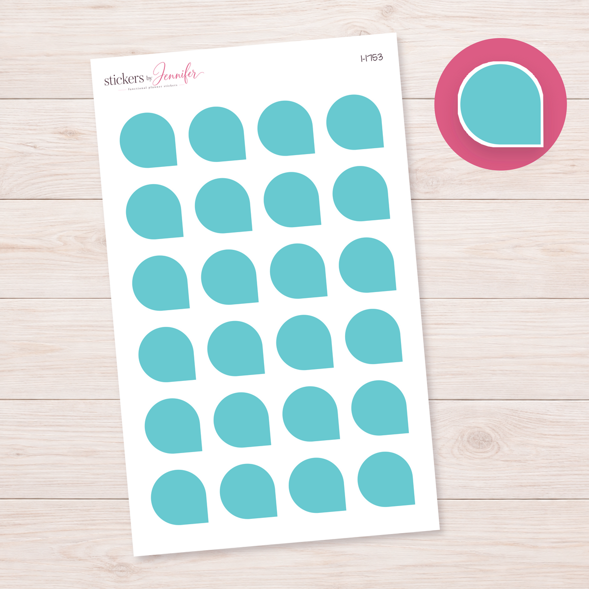 Turquoise Rounded Corner Dot Planner Stickers | I-1753