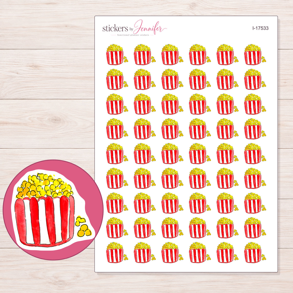 I-17533 planner sticker sheet with enlarged sticker detail