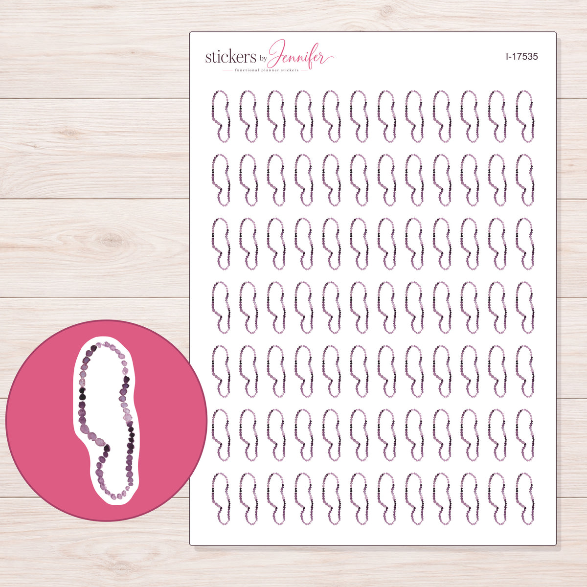I-17535 planner sticker sheet with enlarged sticker detail