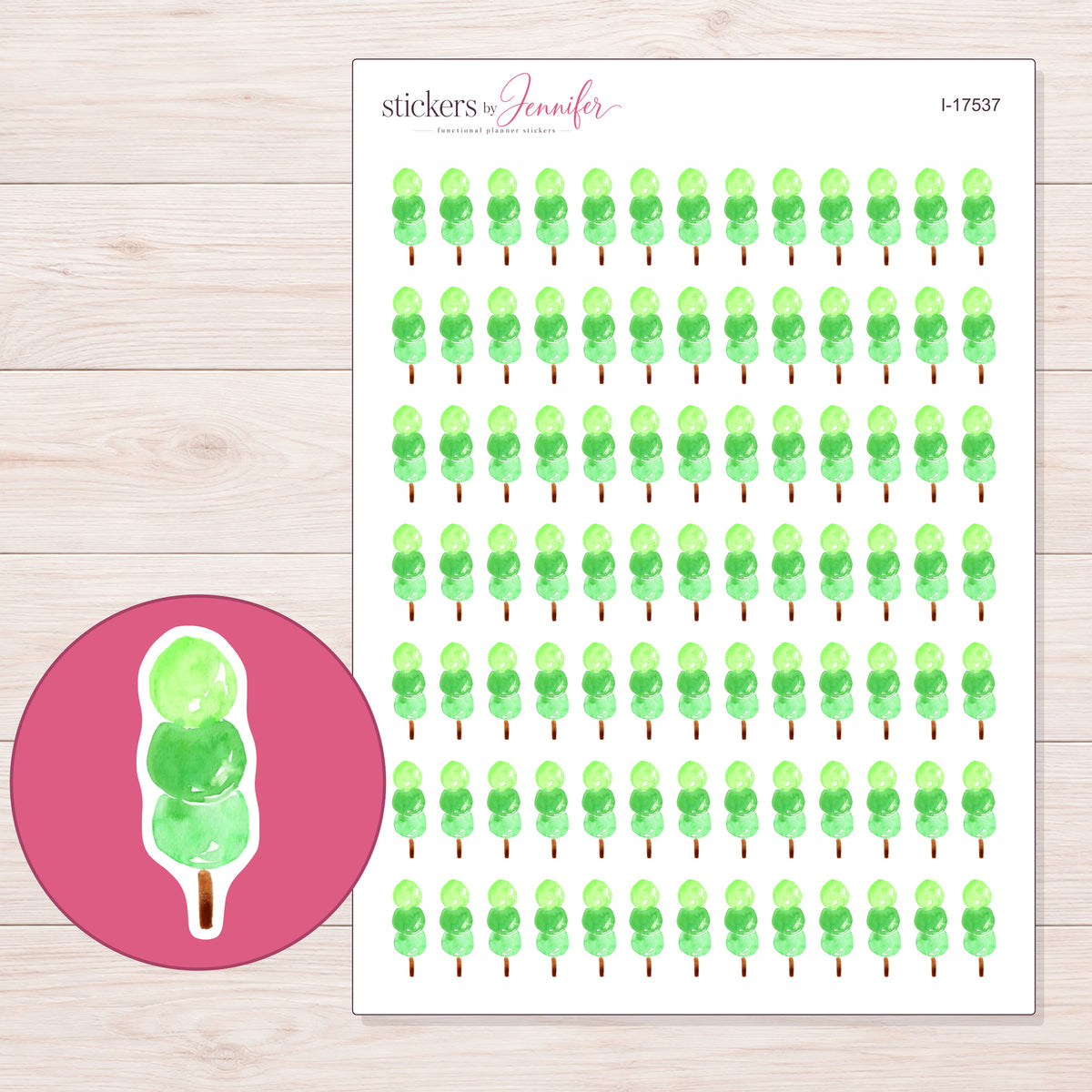 I-17537 planner sticker sheet with enlarged sticker detail