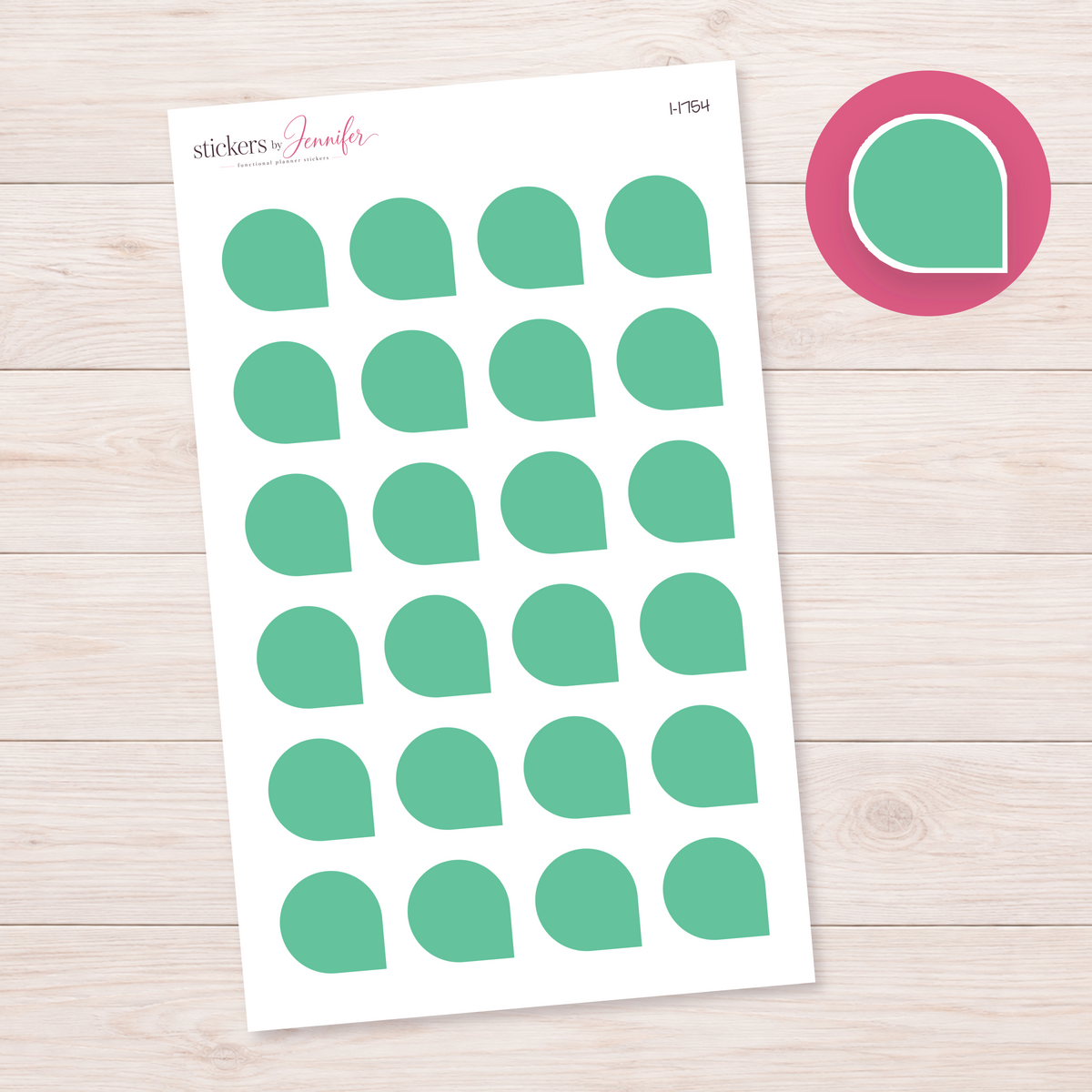 Mint Rounded Corner Dot Planner Stickers | I-1754