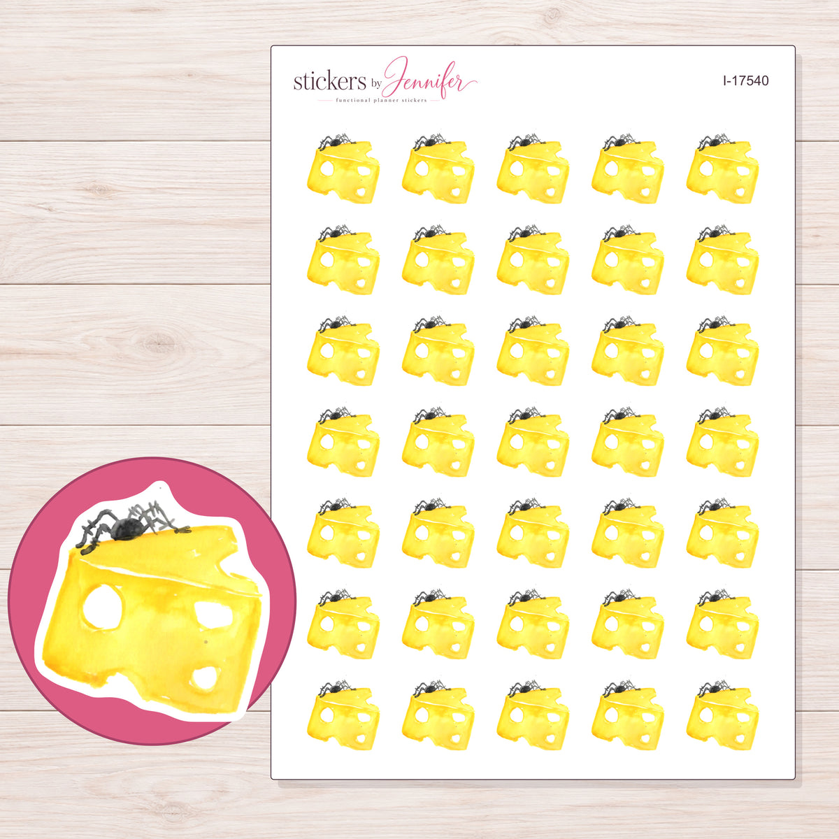 I-17540 planner sticker sheet with enlarged sticker detail