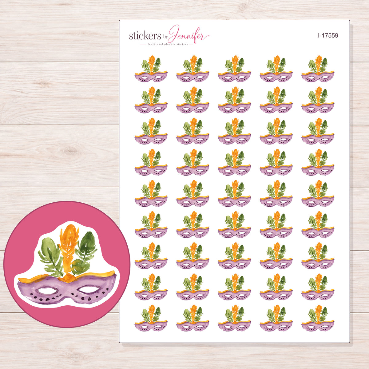 I-17559 planner sticker sheet with enlarged sticker detail