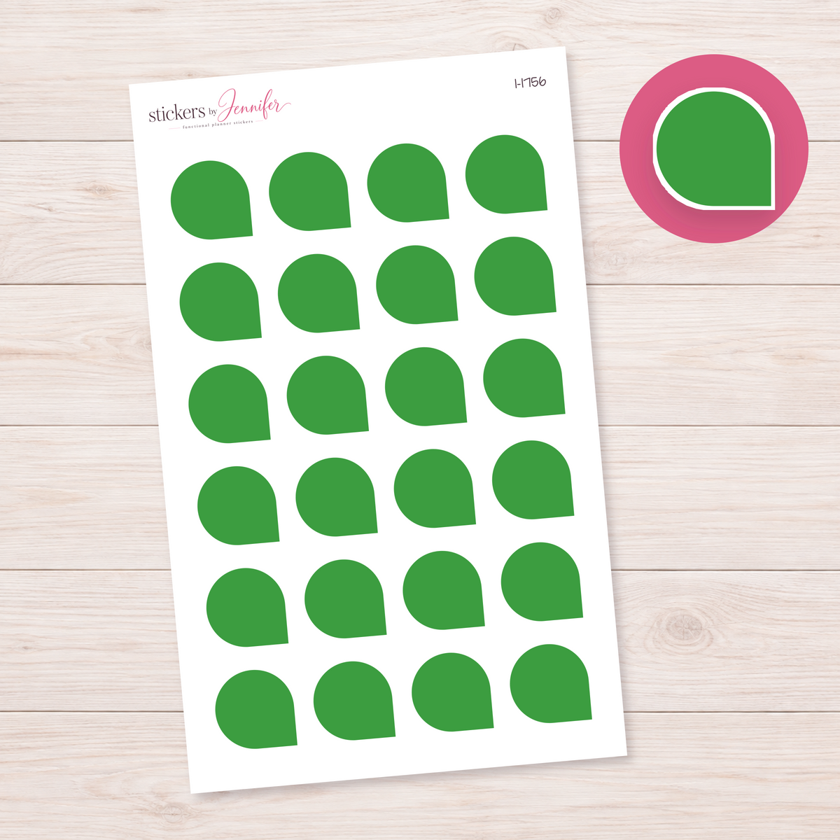 Forest Green Rounded Corner Dot Planner Stickers | I-1756