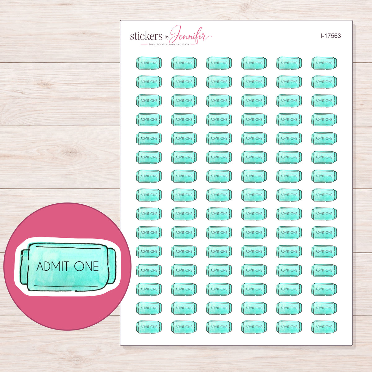 I-17563 planner sticker sheet with enlarged sticker detail