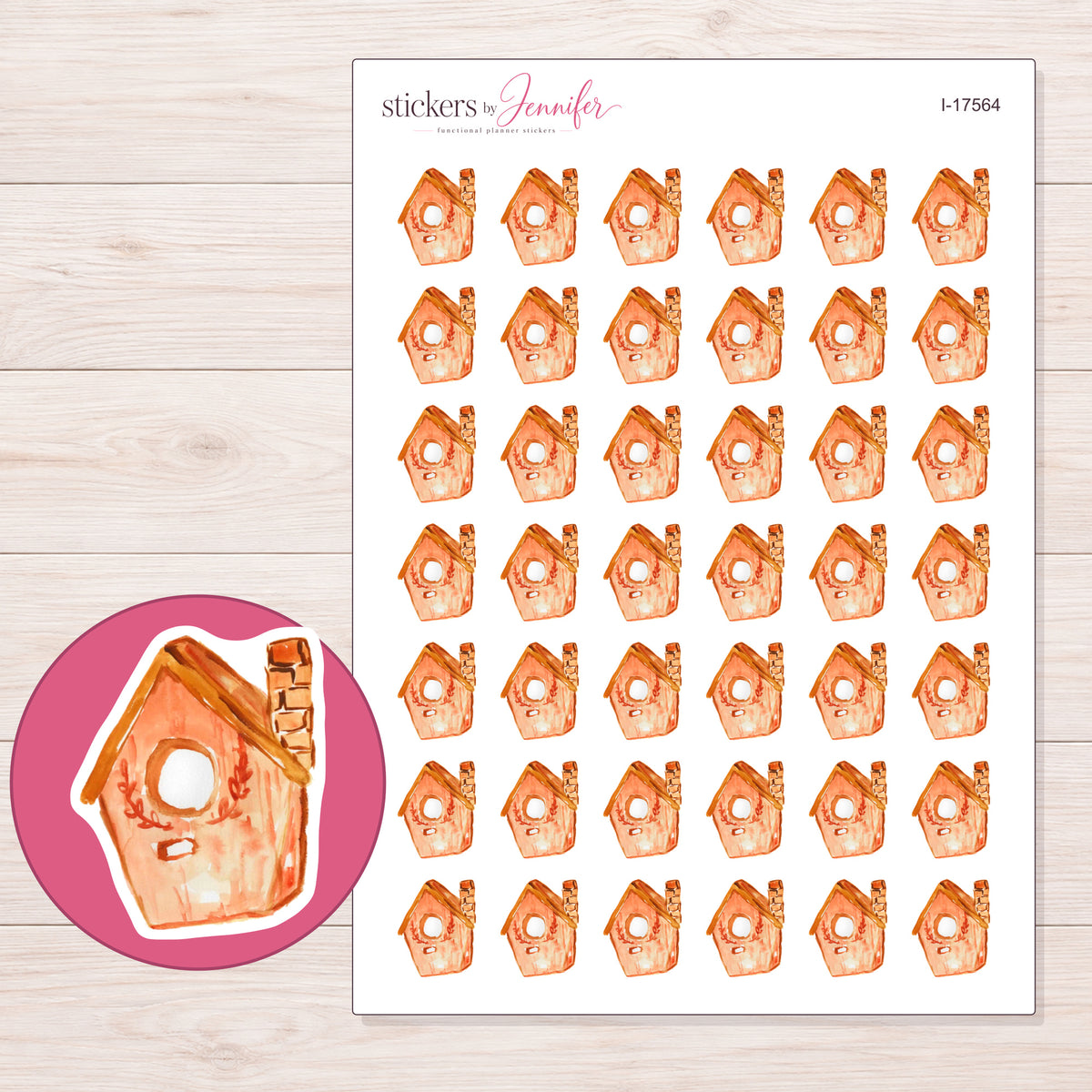 I-17564 planner sticker sheet with enlarged sticker detail
