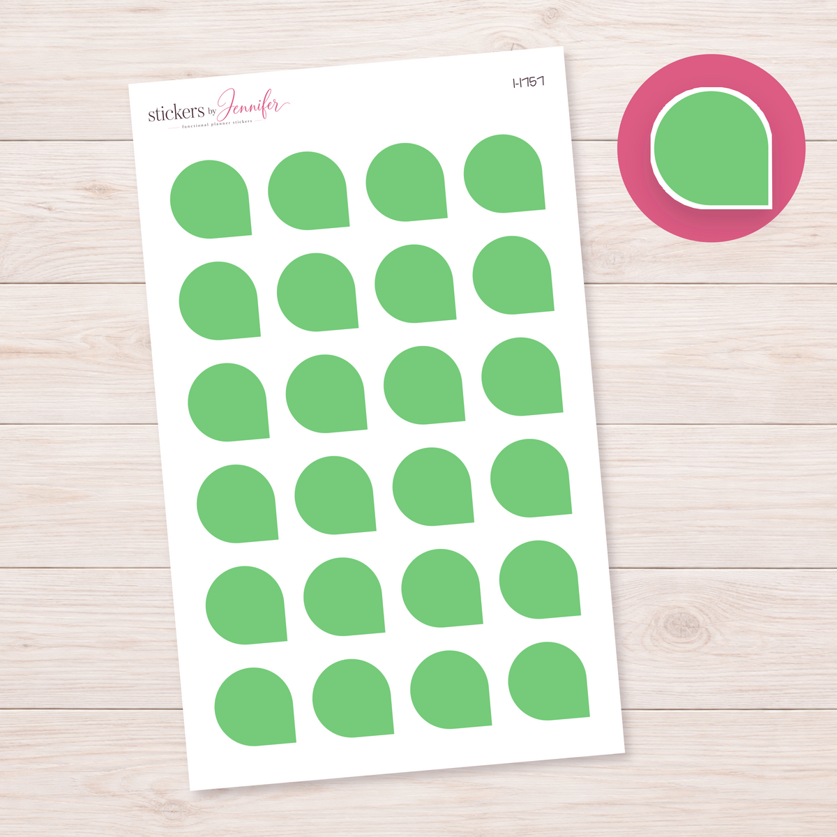Soft Green Rounded Corner Dot Planner Stickers | I-1757