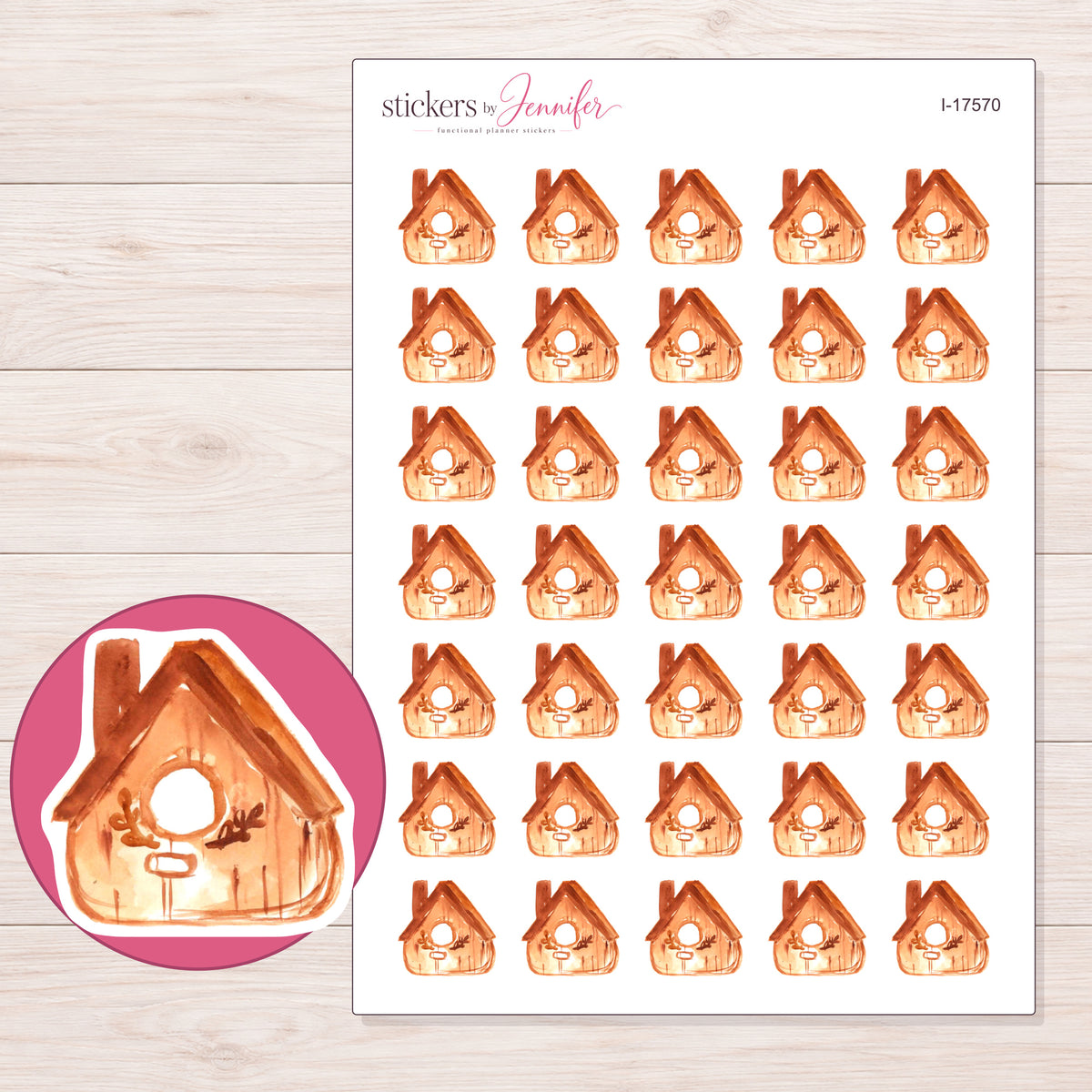 I-17570 planner sticker sheet with enlarged sticker detail