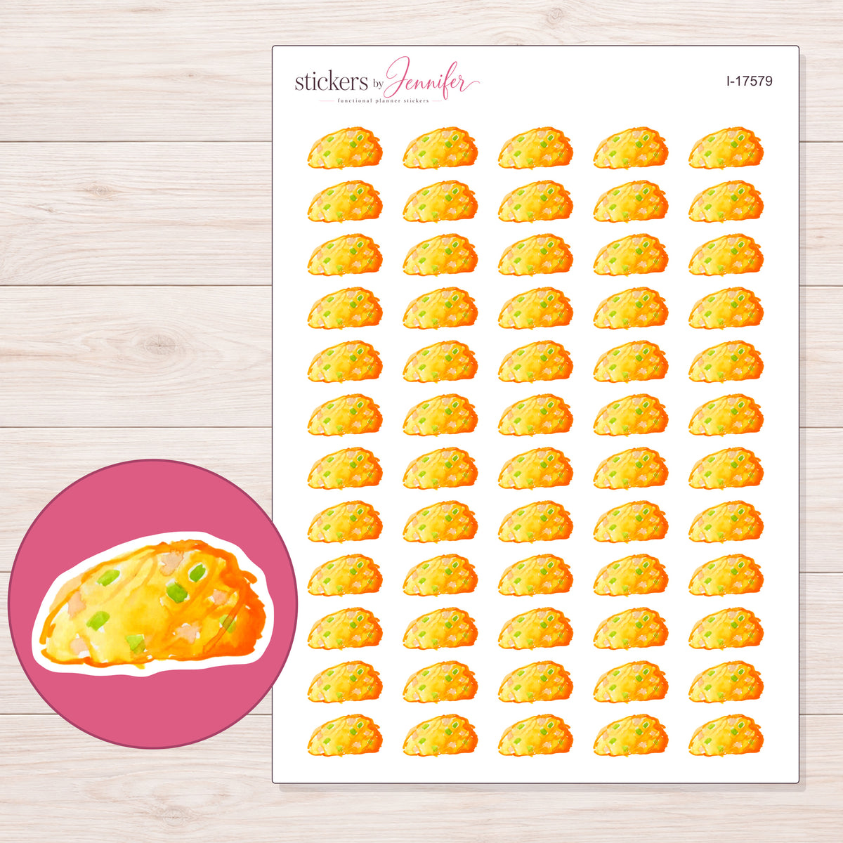 I-17579 planner sticker sheet with enlarged sticker detail