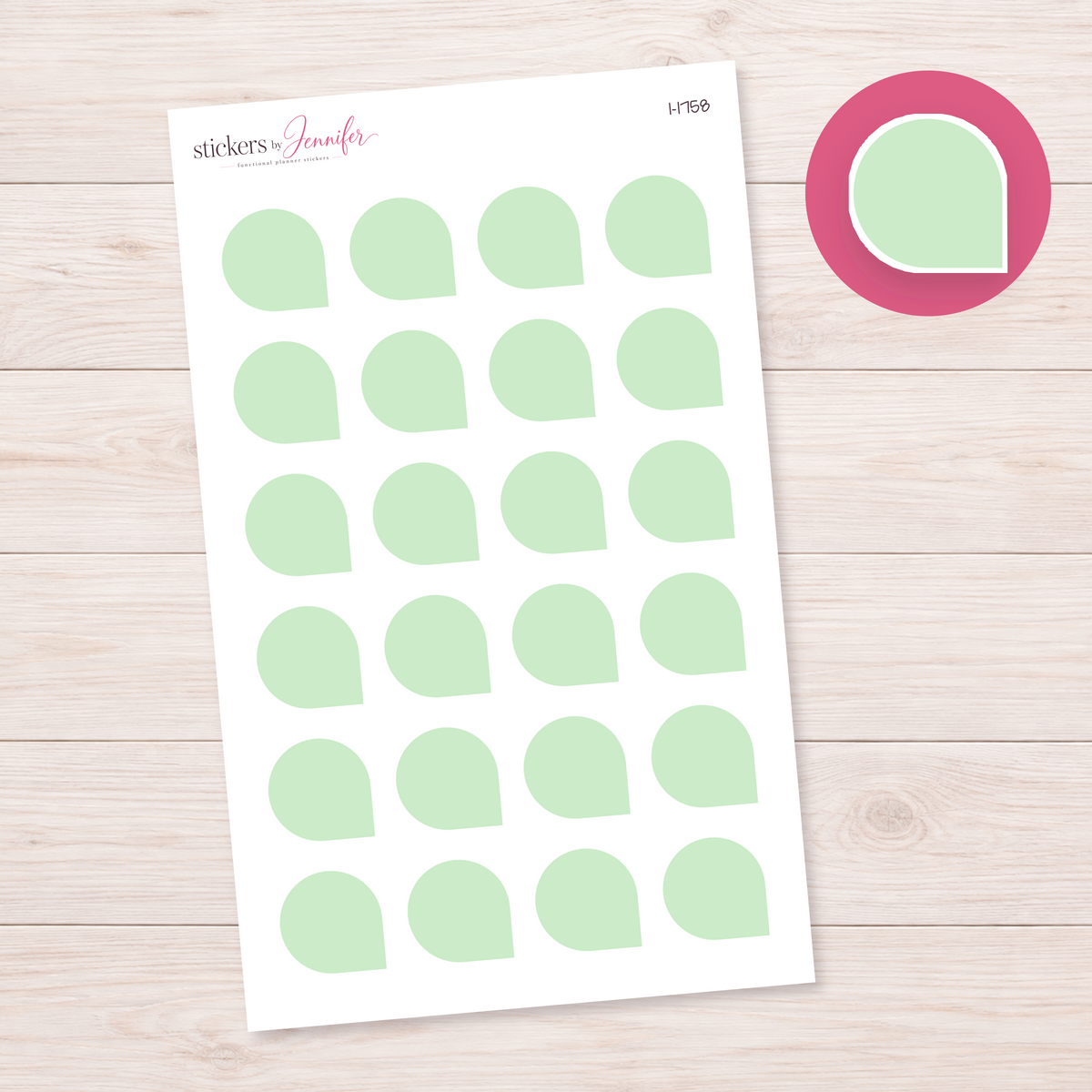 Pale Green Rounded Corner Dot Planner Stickers | I-1758