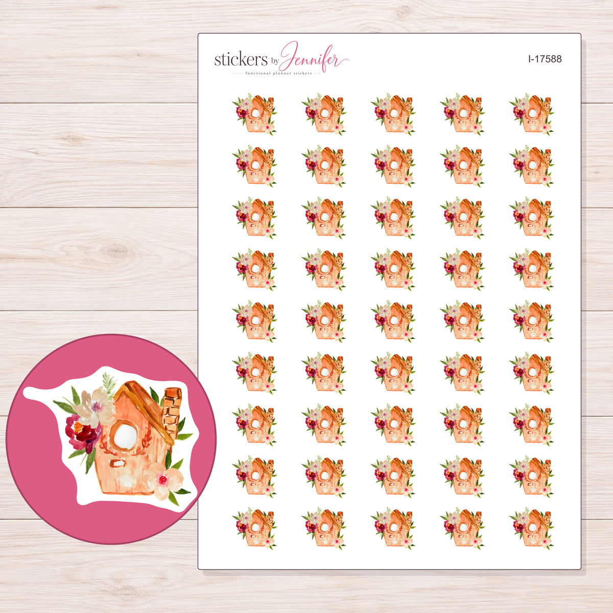 I-17588 planner sticker sheet with enlarged sticker detail
