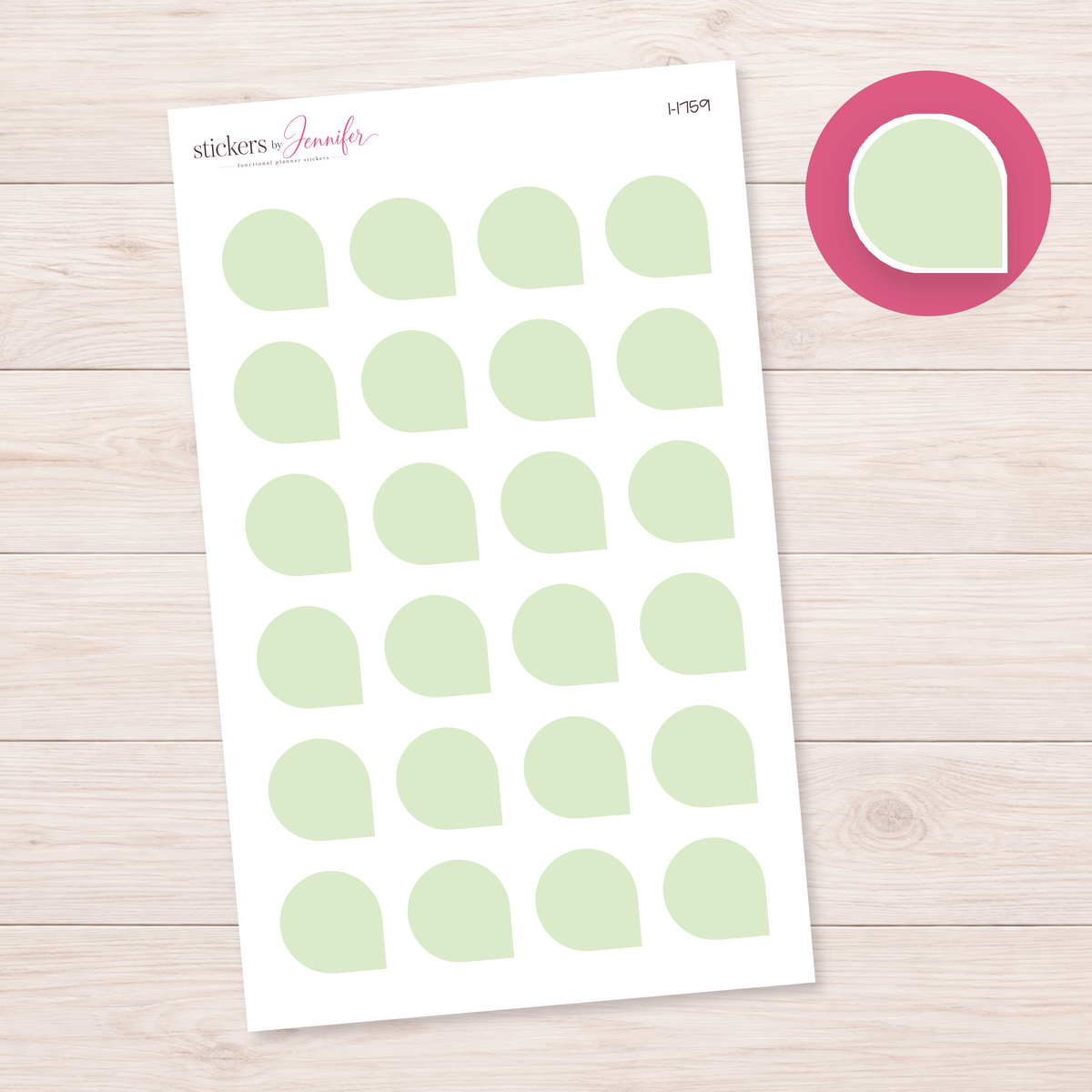 Pale Lime Rounded Corner Dot Planner Stickers | I-1759